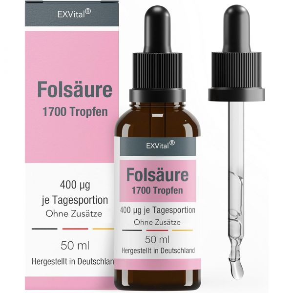 Folsäure Tropfen, 400 µg pro Tagesdosis von von EXVital