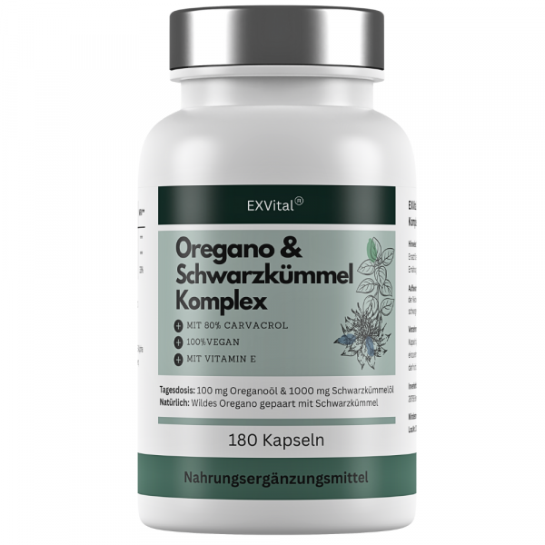 Oregano- Schwarzkümmelöl Komplex, 180 vegane Kapseln von EXVital