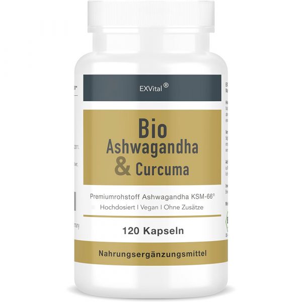 Bio Ashwagandha KSM-66® & Curcuma 120 Kapseln von EXVital