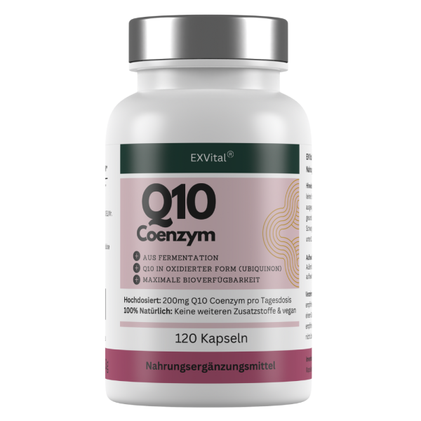 Q10 Coenzym Kapseln, hochdosiert 200mg pro Tag, 120 Stück von EXVital