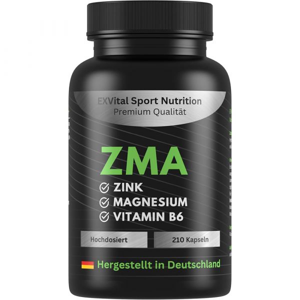 ZMA Caps, Magnesium, Zink & Vitamin B6 Komplex, 210 Kapseln von EXVital
