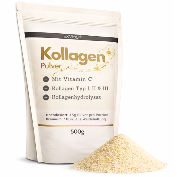 Kollagen Pulver mit Vitamin C (500g) von EXVital