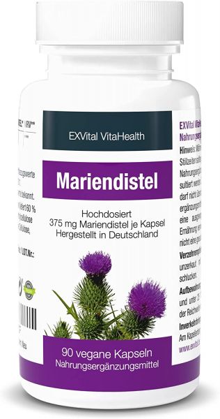 Mariendistel Extrakt - 60% Silymarin Anteil, hoch konzentriert von EXVital VitaHealth, 90 Kapseln