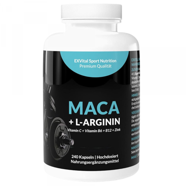 Maca 4000mg + L-Arginin 1800mg, 240 Kapseln