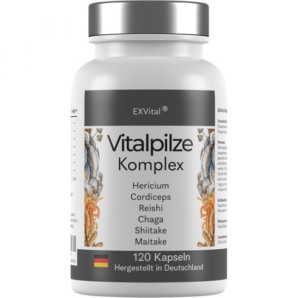 Vitalpilze Komplex- Hericium, Cordyceps, Reishi, Chaga, Shiitake & Maitake von EXVital