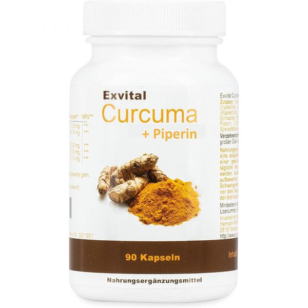 Curcuma + Piperin - Curcumin hochdosiert von EXVital, 90 Kapseln