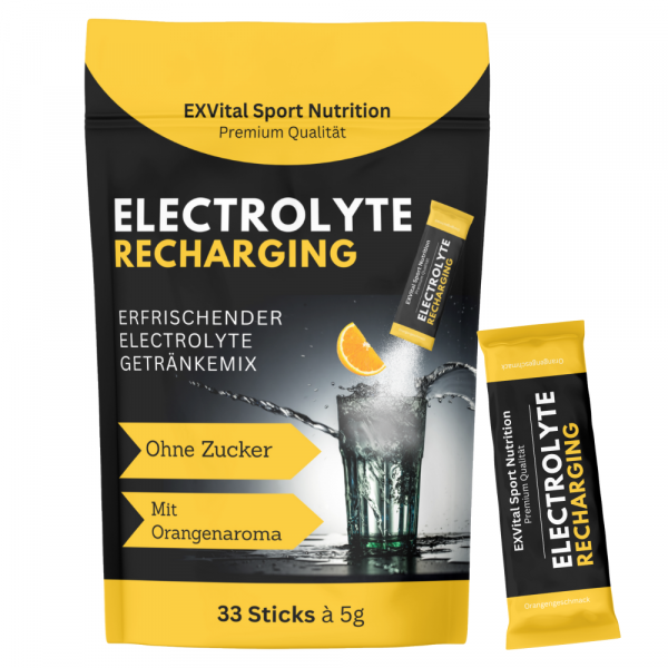 Elektrolyte, 33 Pulversticks mit Orangengeschmack von Exvital