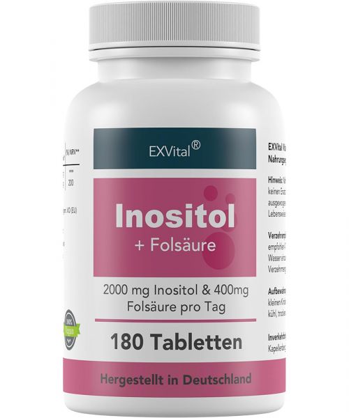 Inositol mit Folsäure 180 Tabletten von EXVital