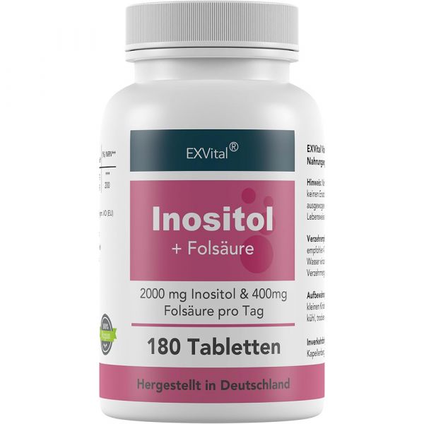 Inositol mit Folsäure 180 Tabletten von EXVital