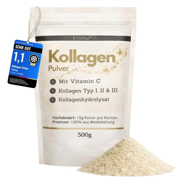 Kollagen Pulver mit Vitamin C (500g) von EXVital