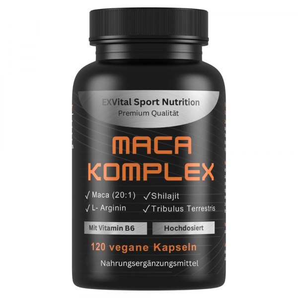 Maca Komplex mit Tribulus terrestris, Shilajit, L-Arginin & Vitamin B von EXVital