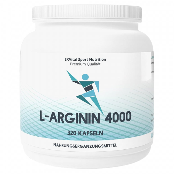 L-Arginin 4000 hochdosiert von EXVital Sport Nutrition, 320 Kapseln
