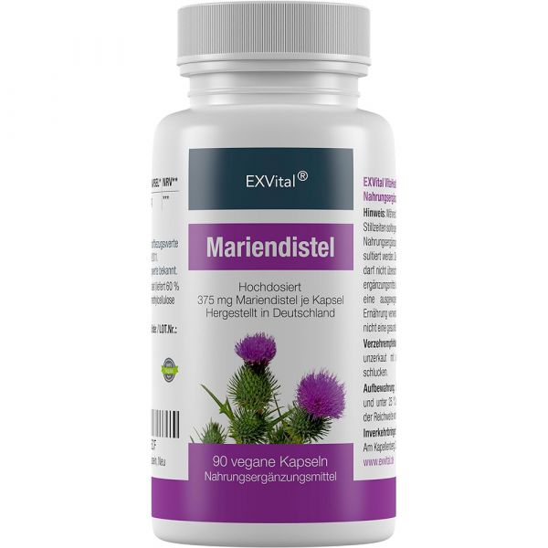Mariendistel Extrakt - 60% Silymarin Anteil, hoch konzentriert von EXVital, 90 Kapseln