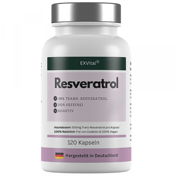 Resveratrol Kapseln, 500mg pro Kapsel, vegan von EXVital