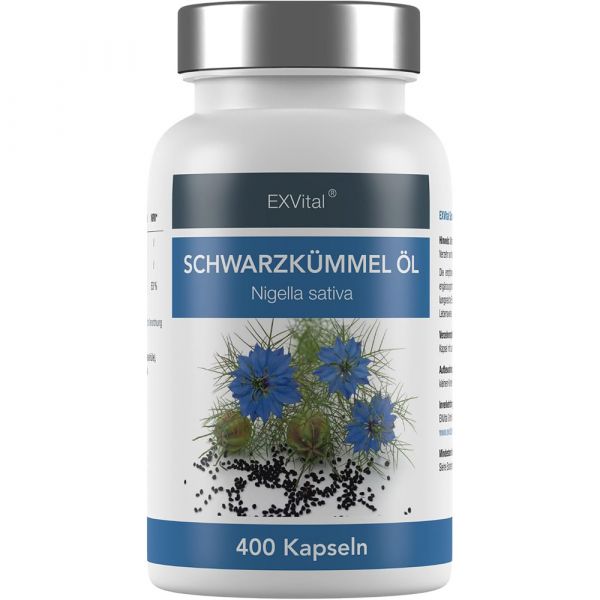 Schwarzkümmelöl, aus ägyptischen Anbau von EXVital, 400 Softgel Kapseln