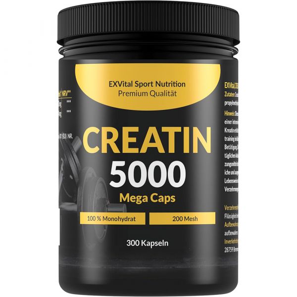 Creatin 5000 Monohydrat von EXVital Sport Nutrition, 300 Kapseln