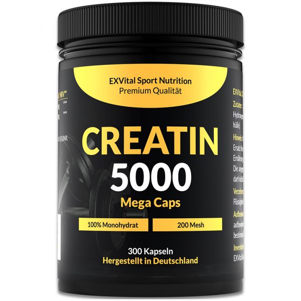 Creatin 5000 Monohydrat von EXVital Sport Nutrition, 300 Kapseln